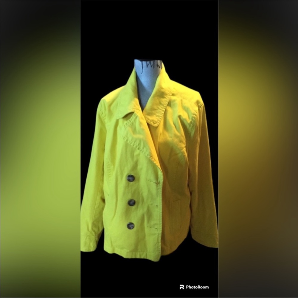 Plus Size Women’s Vibrant Yellow Pea Coat with Tailored Fit